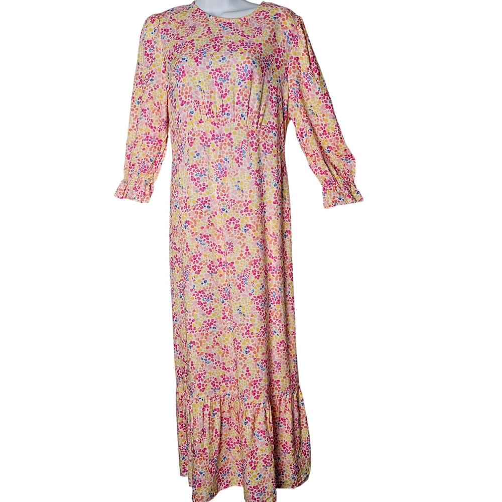 Nobody's Child Maternity‎ Floral Maxi Dress US 6 Long Sleeve Pastel Baby Shower